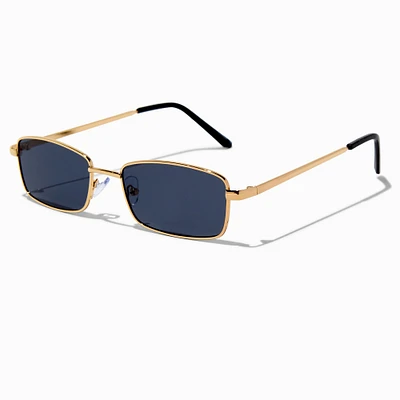 Gold Rectangular Metal Sunglasses