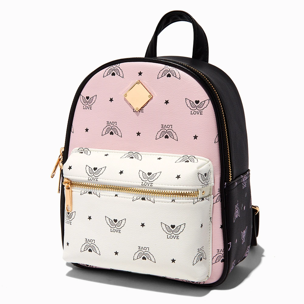 Coquette Colorblock Pink Love Wings Small Backpack