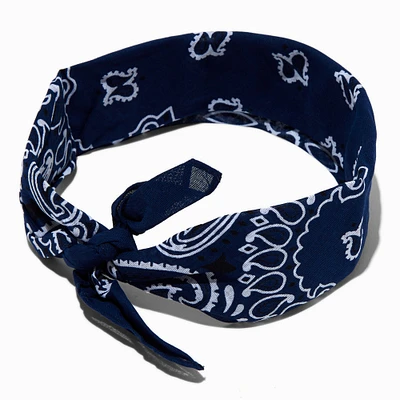 Navy Blue Paisley Bandana Headwrap