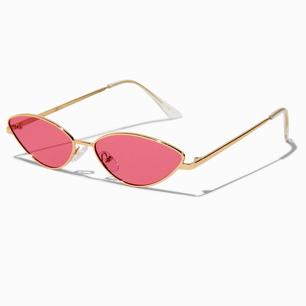 Pink Slim Cat Eye Metal Sunglasses