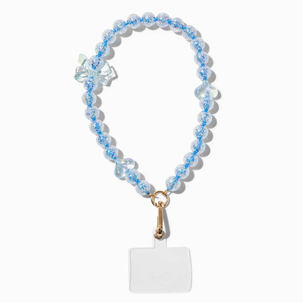 Blue Bubble Beaded Phone Wrist Strap