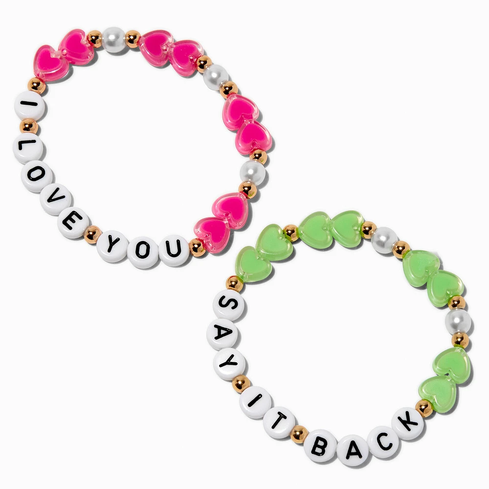 Best Friends ''I Love You'' & ''Say It Back'' Beaded Stretch Bracelets - 2 Pack