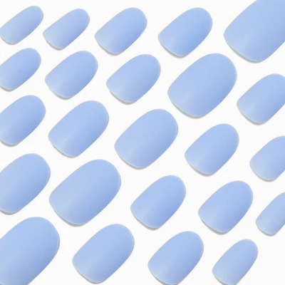 Matte Baby Blue Medium Oval Vegan Faux Nail Set - 24 Pack