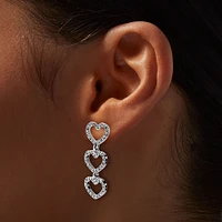 Silver-tone Triple Heart Linear Drop Earrings Earrings