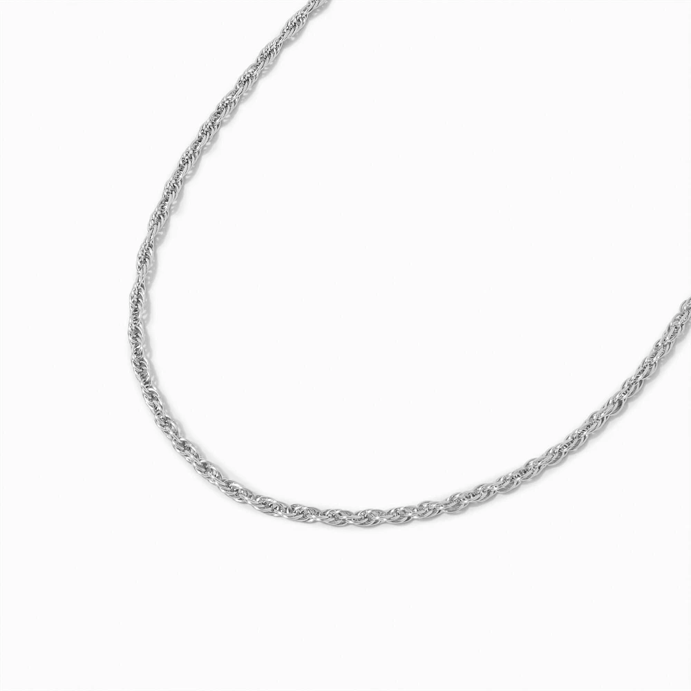 Silver-tone Stainless Steel 3MM Rope Chain Necklace