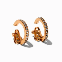 Gold-tone 20mm Pavé Crystal Clip-On Hoop Earrings