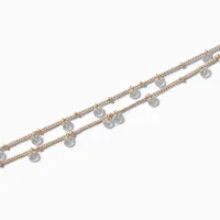 Gold Double Row Cubic Zirconia Confetti Chain Bracelet