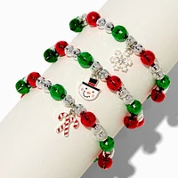 Christmas Disco Bell Charm Stretch Bracelets - 3 Pack