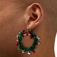 Tinsel Wreath Hoop Earrings