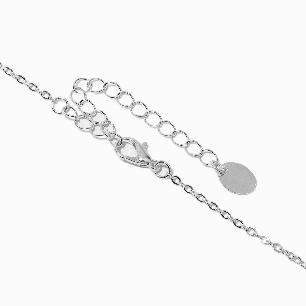 Silver-tone Glitter Butterfly Locket Pendant Necklace