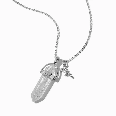 Silver-tone April Birthstone Mystical Gem Pendant Necklace