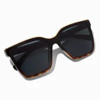 Tortoiseshell & Gold Rim Black Square Sunglasses