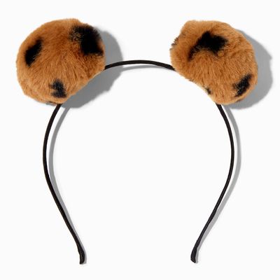 Leopard Pom Pom Ears Headband