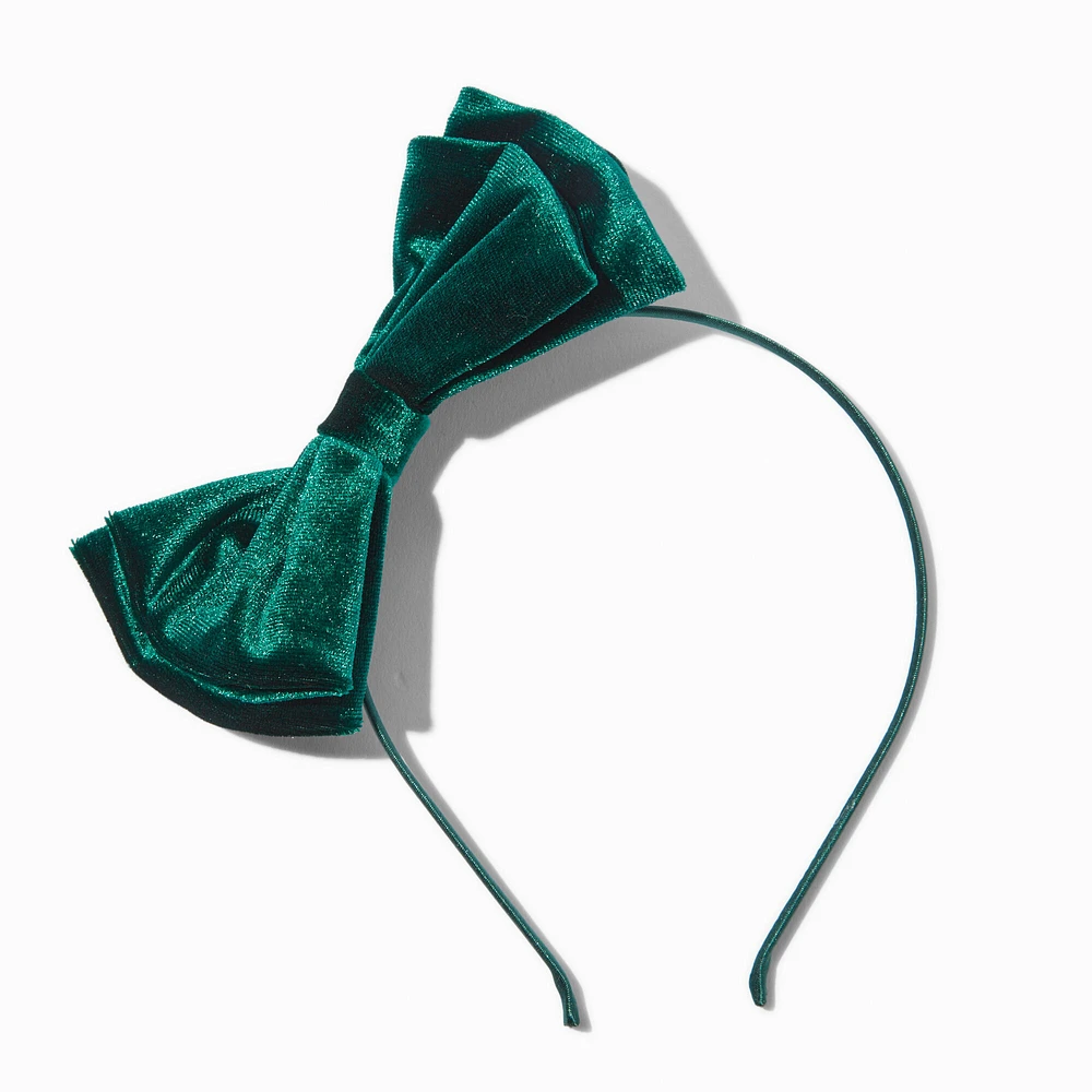 Green Velvet Bow Headband