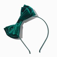 Green Velvet Bow Headband