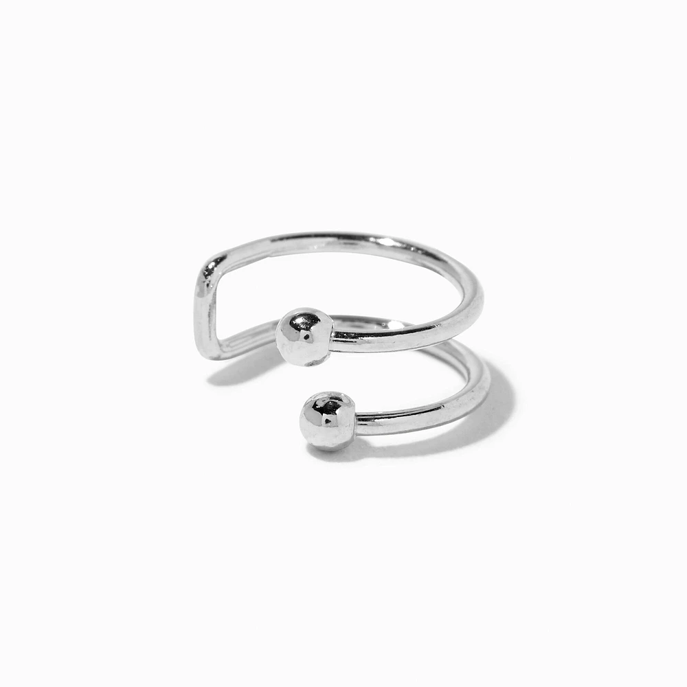 Silver-tone Stainless Steel Double Hoop Faux Nose Ring