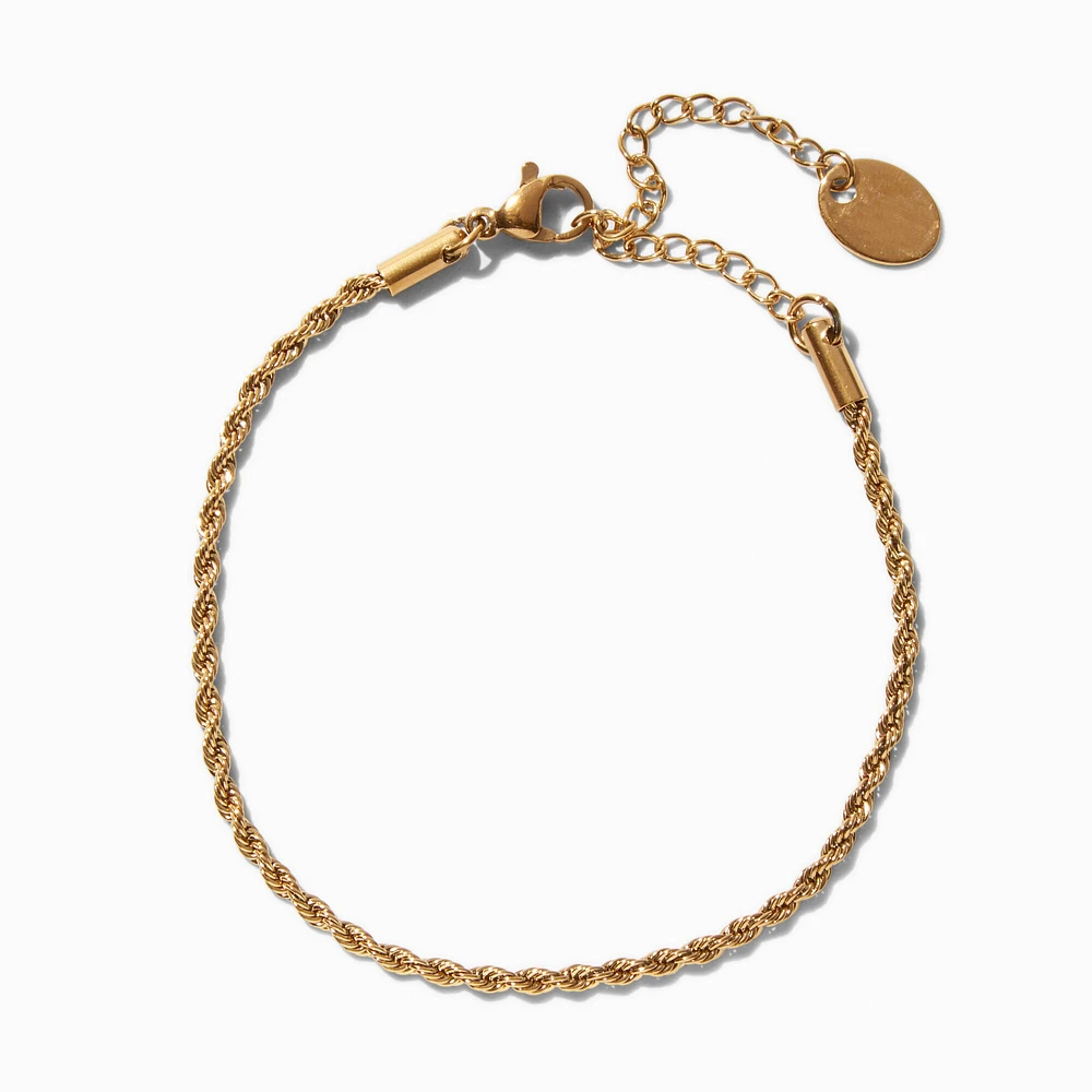 Gold-tone Stainless Steel Twisted Chain Bracelet