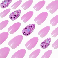 Extra Bling Stars Purple Stiletto Vegan Faux Nail Set - 24 Pack