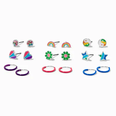 Rainbow Mixed Earring Set - 9 Pack