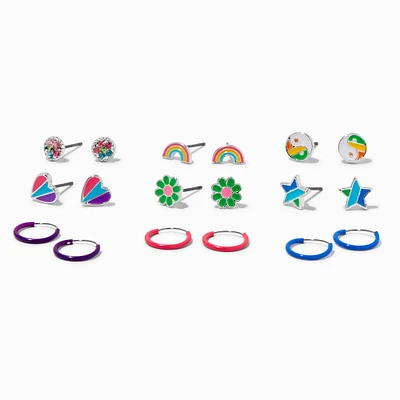 Rainbow Mixed Earring Set - 9 Pack