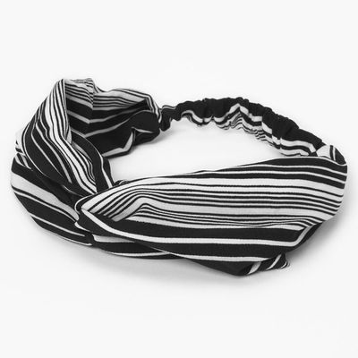 Black & White Striped Knotted Headwrap