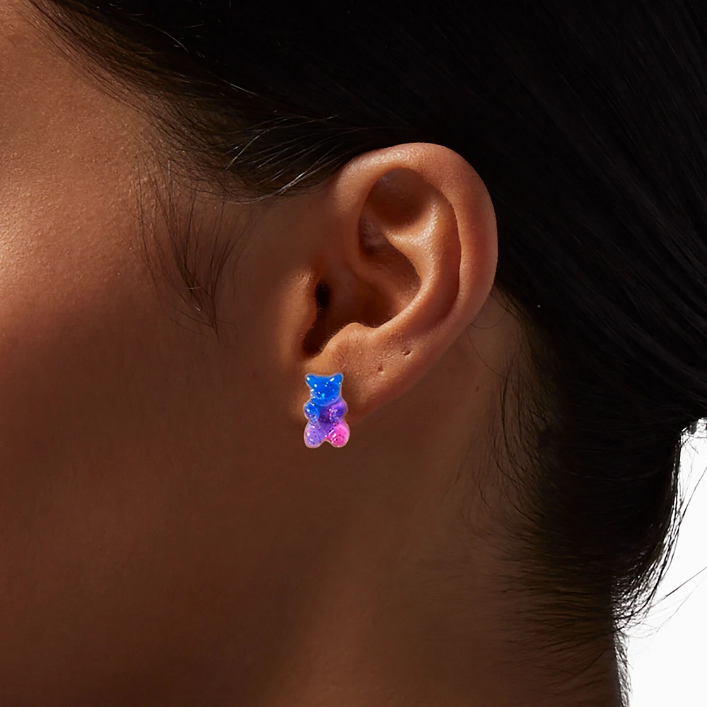 Blue Ombré Glow In The Dark Gummy Bears® Stud Earrings