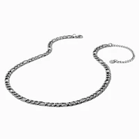 Silver-tone Stainless Steel 8MM Figaro Chain Necklace