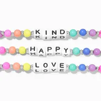 Claire's Club Rainbow Bead Word Stretch Bracelets - 3 Pack