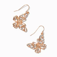 Gold-tone Filigree Butterfly 1.5" Drop Earrings