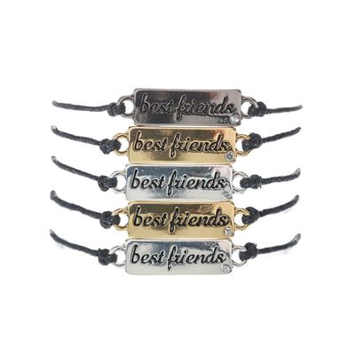 Best Friends Metal Plaque Bracelets - 5 Pack