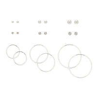 Silver Graduated Mixed Earrings - 9 Pack