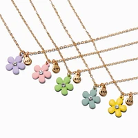 Best Friends Matte Pastel Flower Pendant Necklaces - 5 Pack