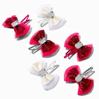Claire's Club Hot Pink Bow Snap Hair Clips - 6 Pack