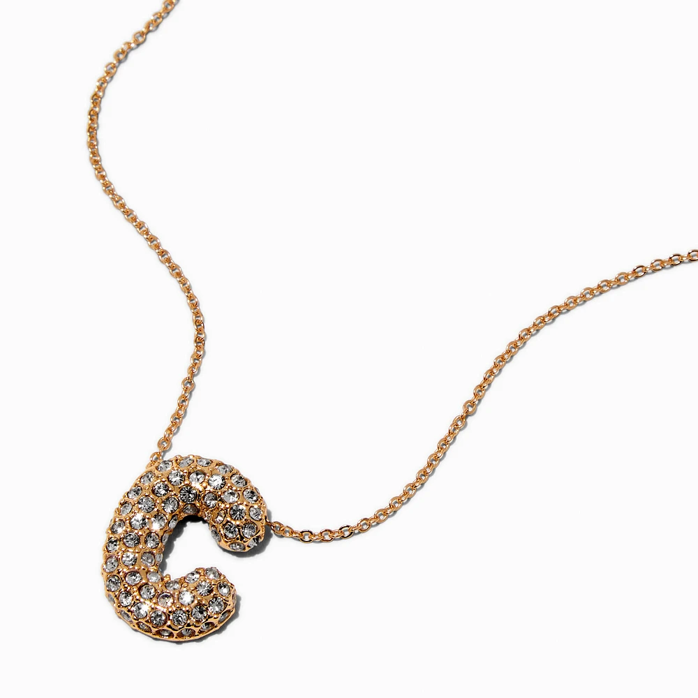 Gold-tone Pavé Bubble Initial Pendant Necklace