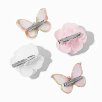 Claire's Club Butterfly & Chiffon Flower Hair Clips - 4 Pack