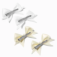 Claire's Club Pearl Satin Hair Bow Clips - 4 Pack