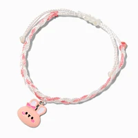 Pink & White Bunny Braided Adjustable Bracelet