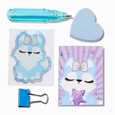 Blue Husky Mini Foil Stationery Set