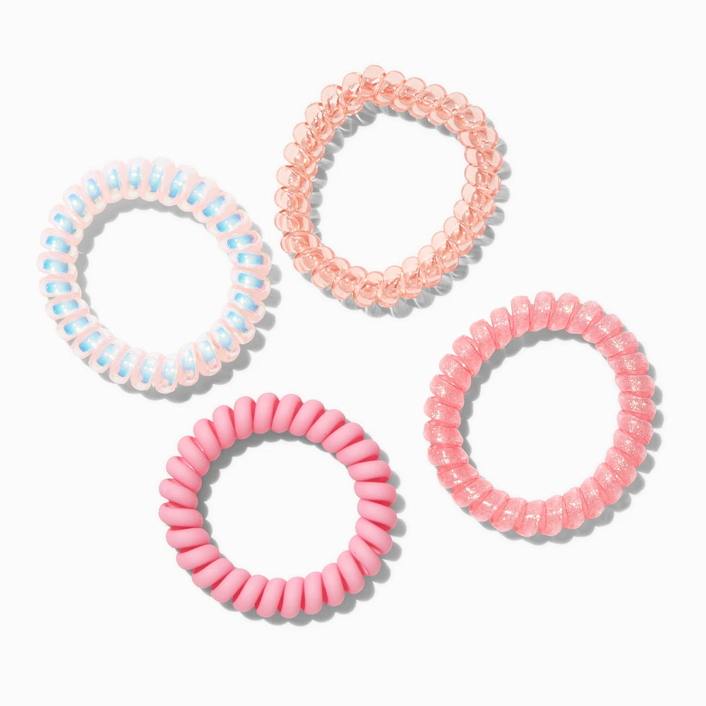 Coral Spiral Hair Ties - 4 Pack