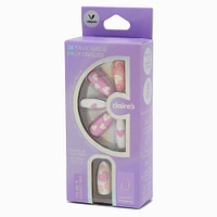 Puffy Heart Long Almond Vegan Faux Nail Set - 24 Pack