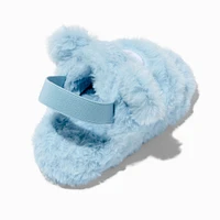 Claire's Club Blue Bear Furry Slippers