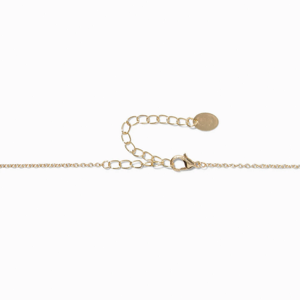 Gold-tone Cubic Zirconia Clover Choker Necklace