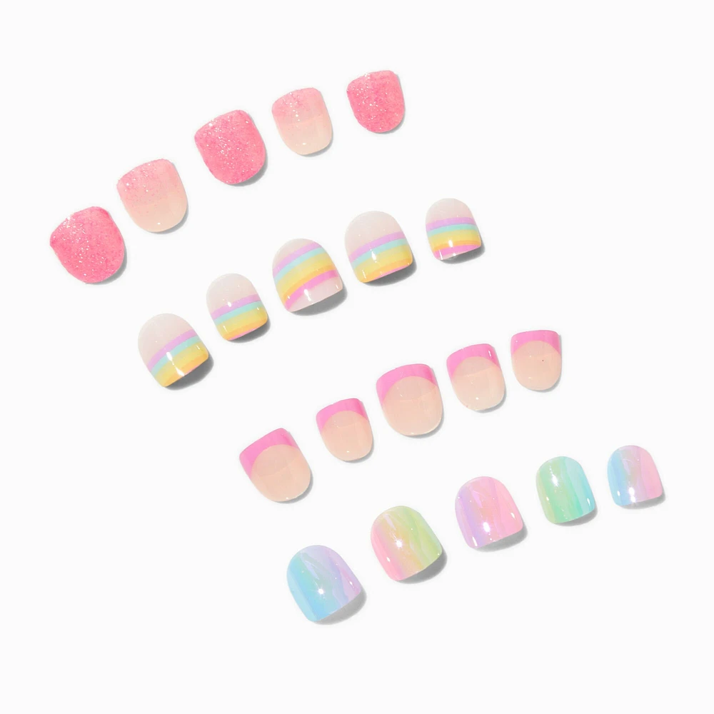 Claire's Club Rainbow Press On Vegan Faux Nail Set - 4 Pack