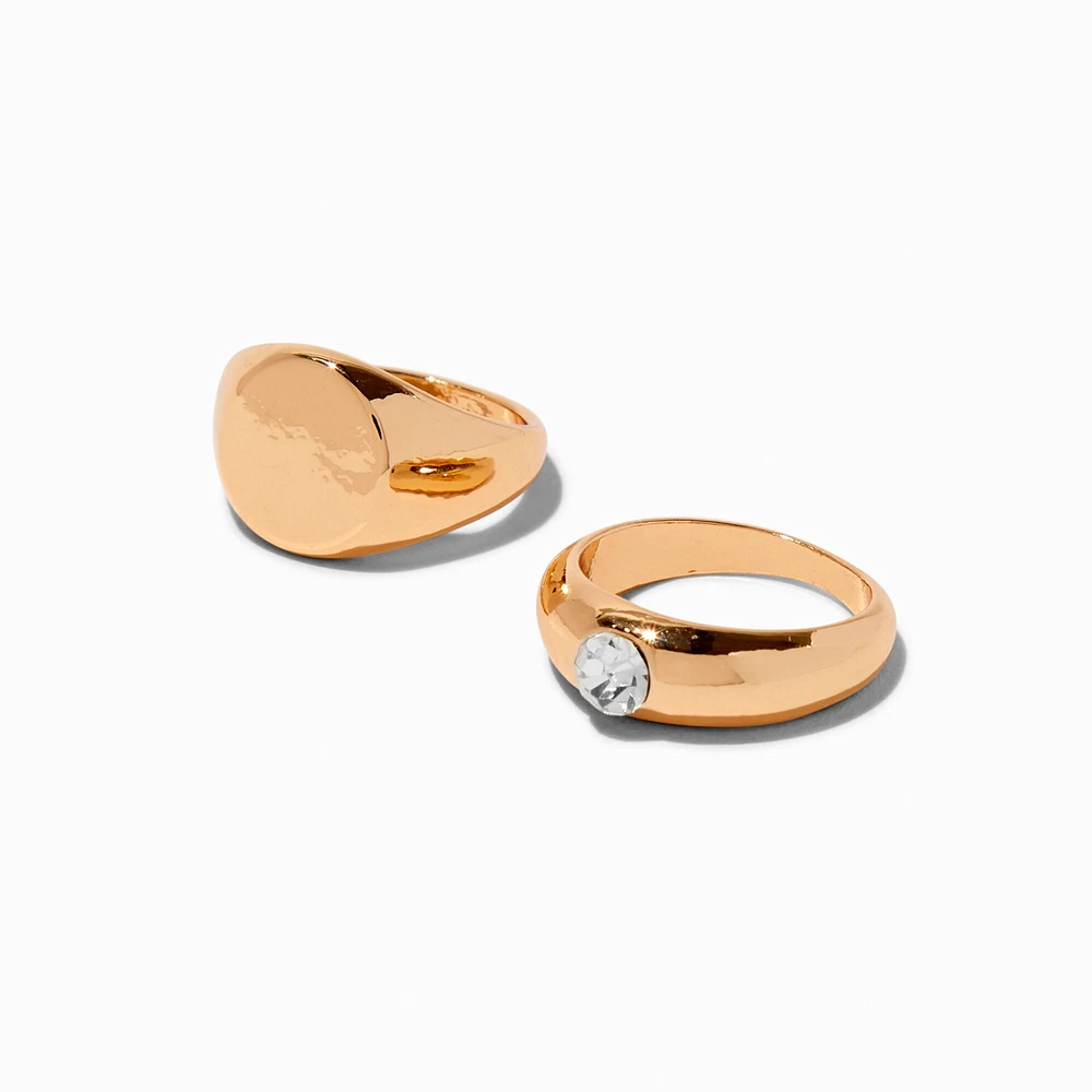 Gold-tone Signet Rings - 2 Pack