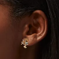 Gold-tone Moon & Stars Cluster Clip-On Stud Earrings