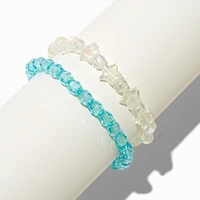 Iridescent Star & Blue Beaded Stretch Bracelets - 2 Pack