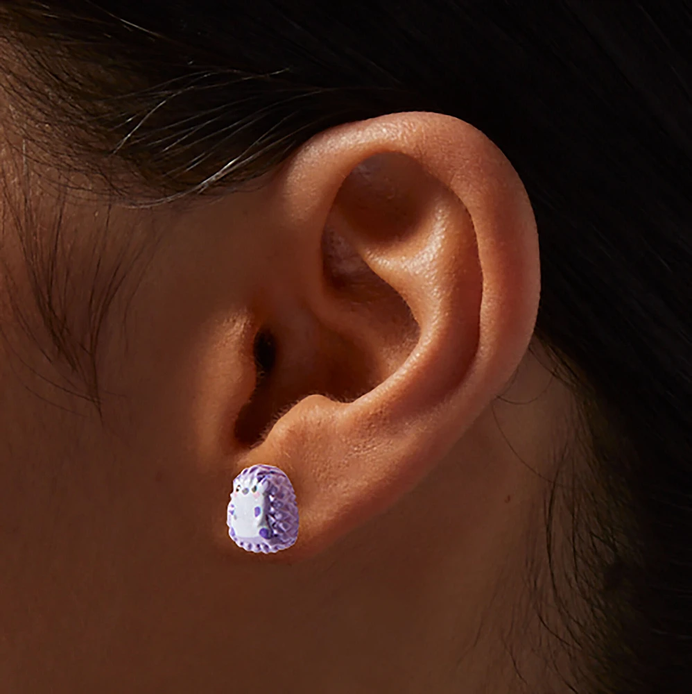 Purple Hedgehog Stud Earrings