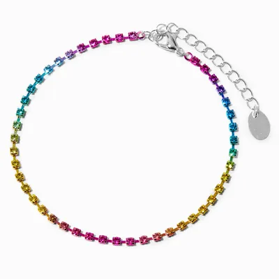Rainbow Anodized Ombre Silver Chain Anklet