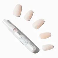 Simple Glitter Nude Coffin Faux Nail Set - 24 Pack