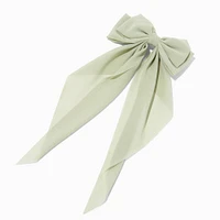 Sage Green Sheer Long Tail Hair Bow Clip